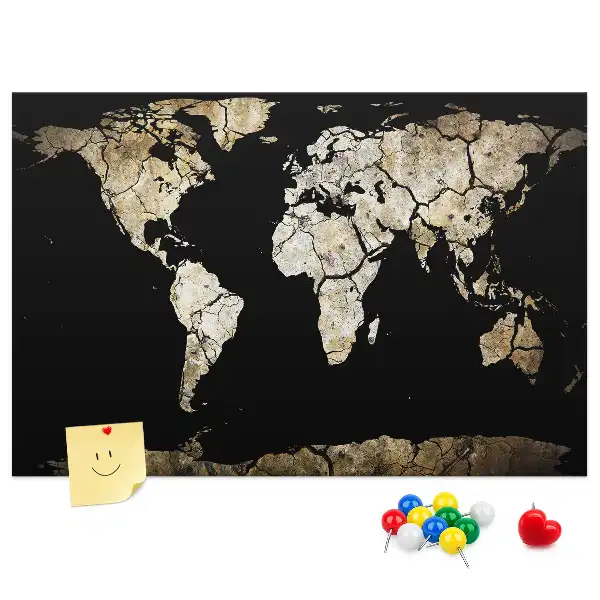 Tableau en liège décoratif carte du monde sécheresse