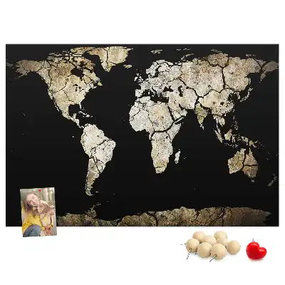 Tableau en liège décoratif carte du monde sécheresse