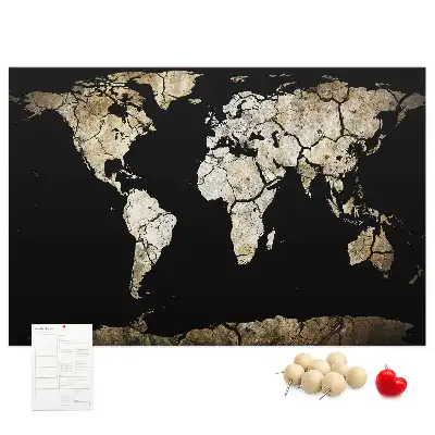 Tableau en liège décoratif carte du monde sécheresse