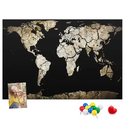 Tableau en liège décoratif carte du monde sécheresse