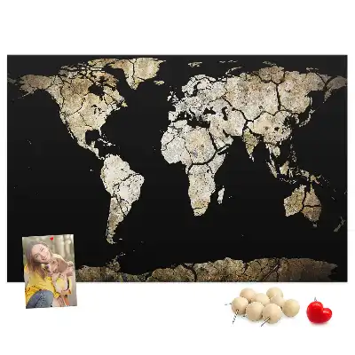 Tableau en liège décoratif carte du monde sécheresse