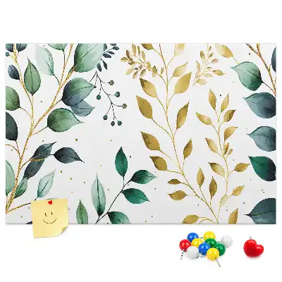 Tableau d’affichage en liège avec motif de feuilles de plantes