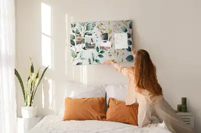 Tableau d’affichage en liège avec motif de feuilles de plantes