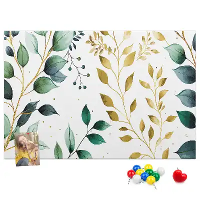 Tableau d’affichage en liège avec motif de feuilles de plantes