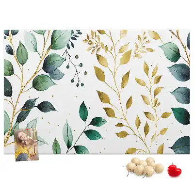 Tableau d’affichage en liège avec motif de feuilles de plantes