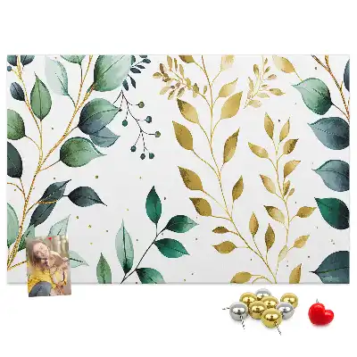 Tableau d’affichage en liège avec motif de feuilles de plantes