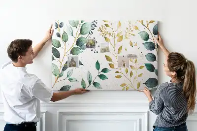 Tableau d’affichage en liège avec motif de feuilles de plantes