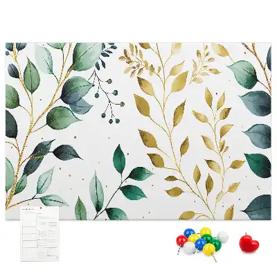 Tableau d’affichage en liège avec motif de feuilles de plantes