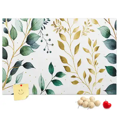 Tableau d’affichage en liège avec motif de feuilles de plantes
