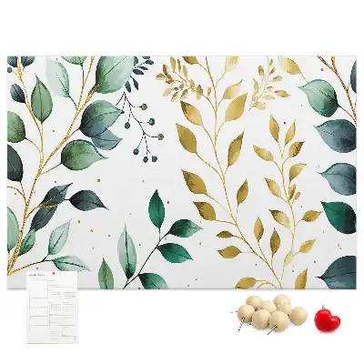 Tableau d’affichage en liège avec motif de feuilles de plantes