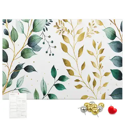 Tableau d’affichage en liège avec motif de feuilles de plantes