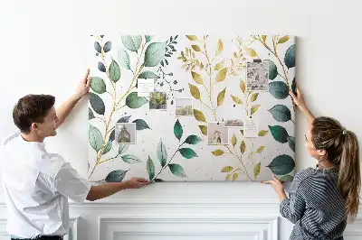 Tableau d’affichage en liège avec motif de feuilles de plantes