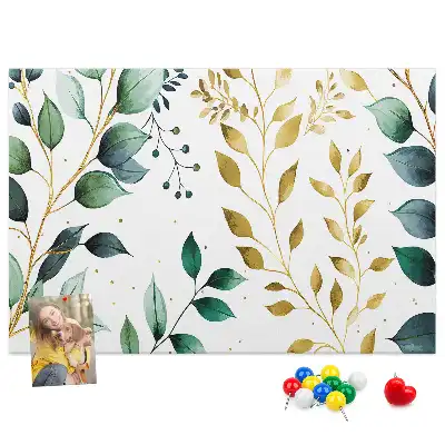 Tableau d’affichage en liège avec motif de feuilles de plantes