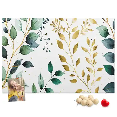 Tableau d’affichage en liège avec motif de feuilles de plantes