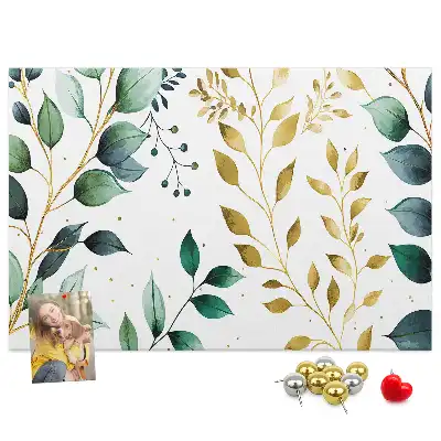 Tableau d’affichage en liège avec motif de feuilles de plantes
