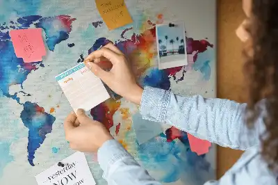 Tableau en liège décoratif carte peinte