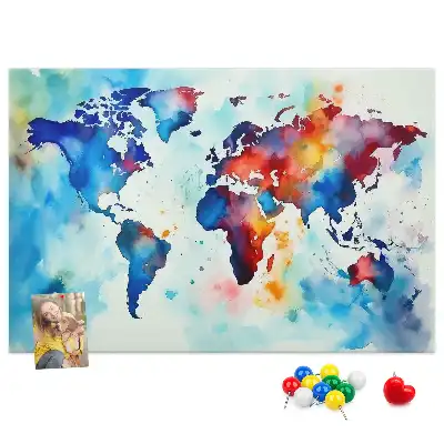 Tableau en liège décoratif carte peinte