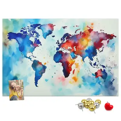 Tableau en liège décoratif carte peinte