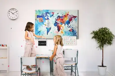 Tableau en liège décoratif carte peinte