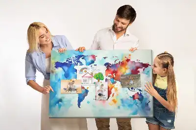 Tableau en liège décoratif carte peinte