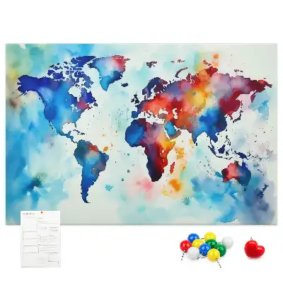 Tableau en liège décoratif carte peinte