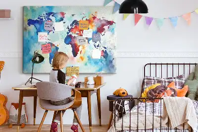 Tableau en liège décoratif carte peinte
