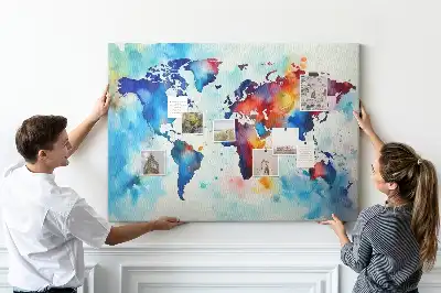 Tableau en liège décoratif carte peinte