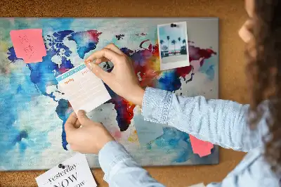 Tableau en liège décoratif carte peinte