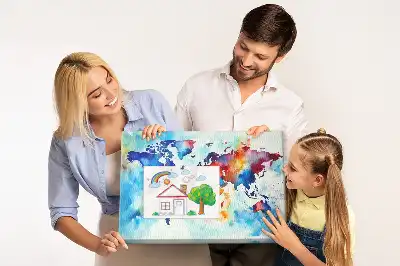 Tableau en liège décoratif carte peinte