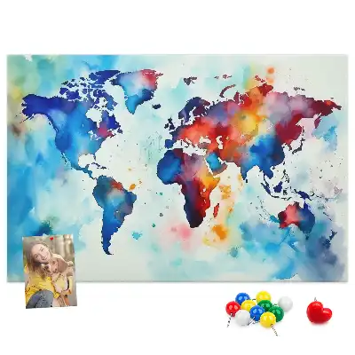 Tableau en liège décoratif carte peinte