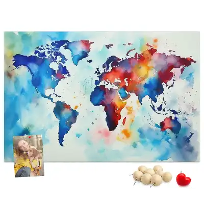Tableau en liège décoratif carte peinte