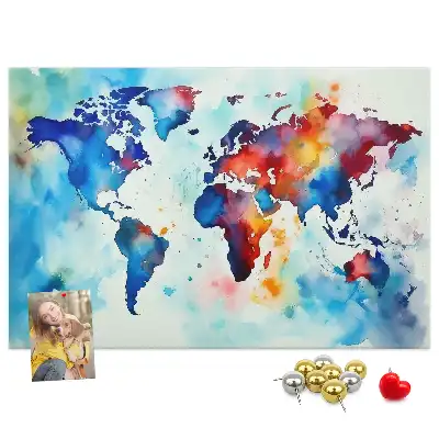 Tableau en liège décoratif carte peinte