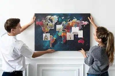Tableau en liège motif carte abstraite