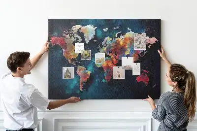 Tableau en liège motif carte abstraite