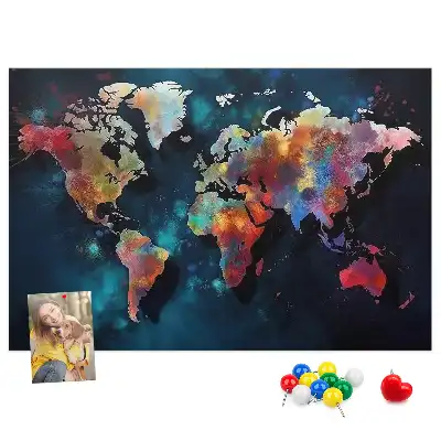 Tableau en liège motif carte abstraite