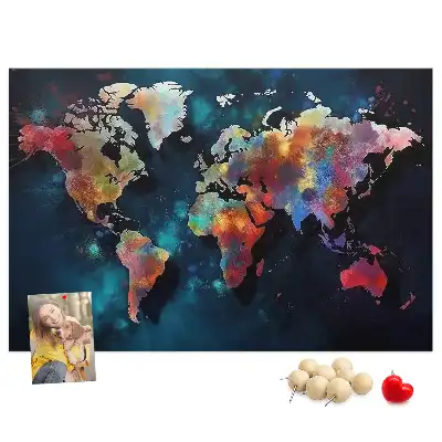 Tableau en liège motif carte abstraite