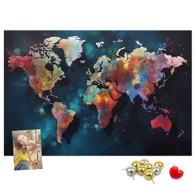 Tableau en liège motif carte abstraite