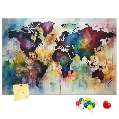 Tableau d’affichage en liège Carte à l'aquarelle