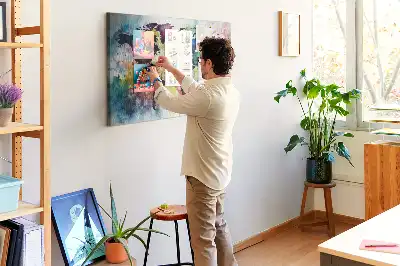 Tableau d'affichage en liège motif carte du monde à l'aquarelle