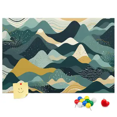 Tableau d'affichage en liège avec illustration de montagnes