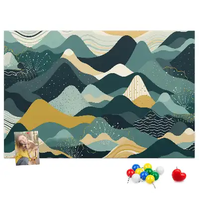 Tableau d'affichage en liège avec illustration de montagnes