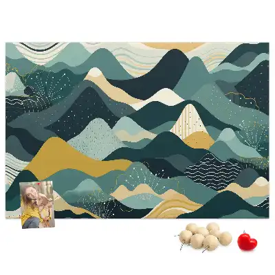 Tableau d'affichage en liège avec illustration de montagnes