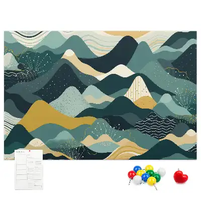 Tableau d'affichage en liège avec illustration de montagnes