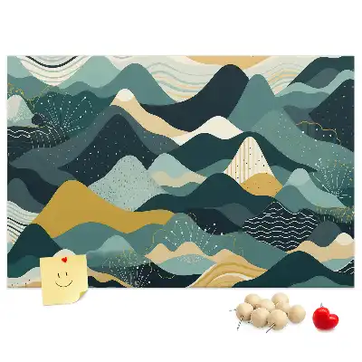 Tableau d'affichage en liège avec illustration de montagnes