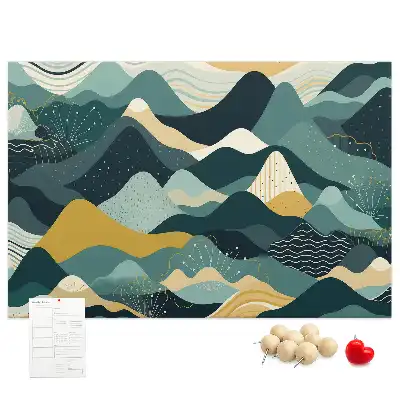 Tableau d'affichage en liège avec illustration de montagnes