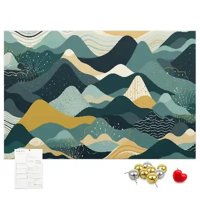 Tableau d'affichage en liège avec illustration de montagnes