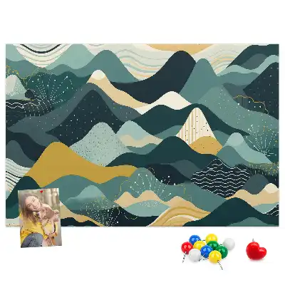 Tableau d'affichage en liège avec illustration de montagnes
