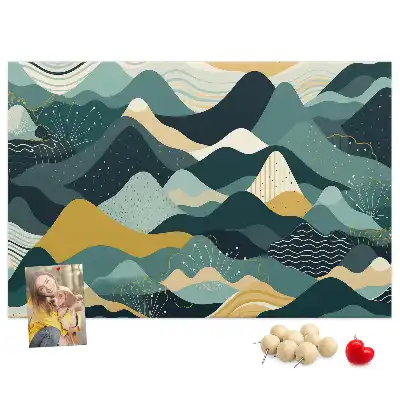 Tableau d'affichage en liège avec illustration de montagnes
