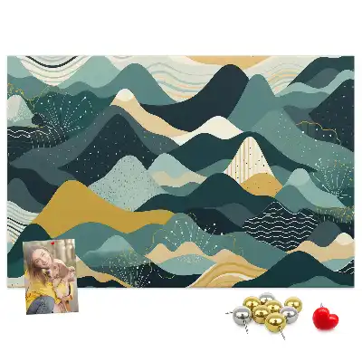 Tableau d'affichage en liège avec illustration de montagnes