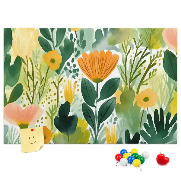 Tableau d’affichage en liège motif fleurs aquarelle